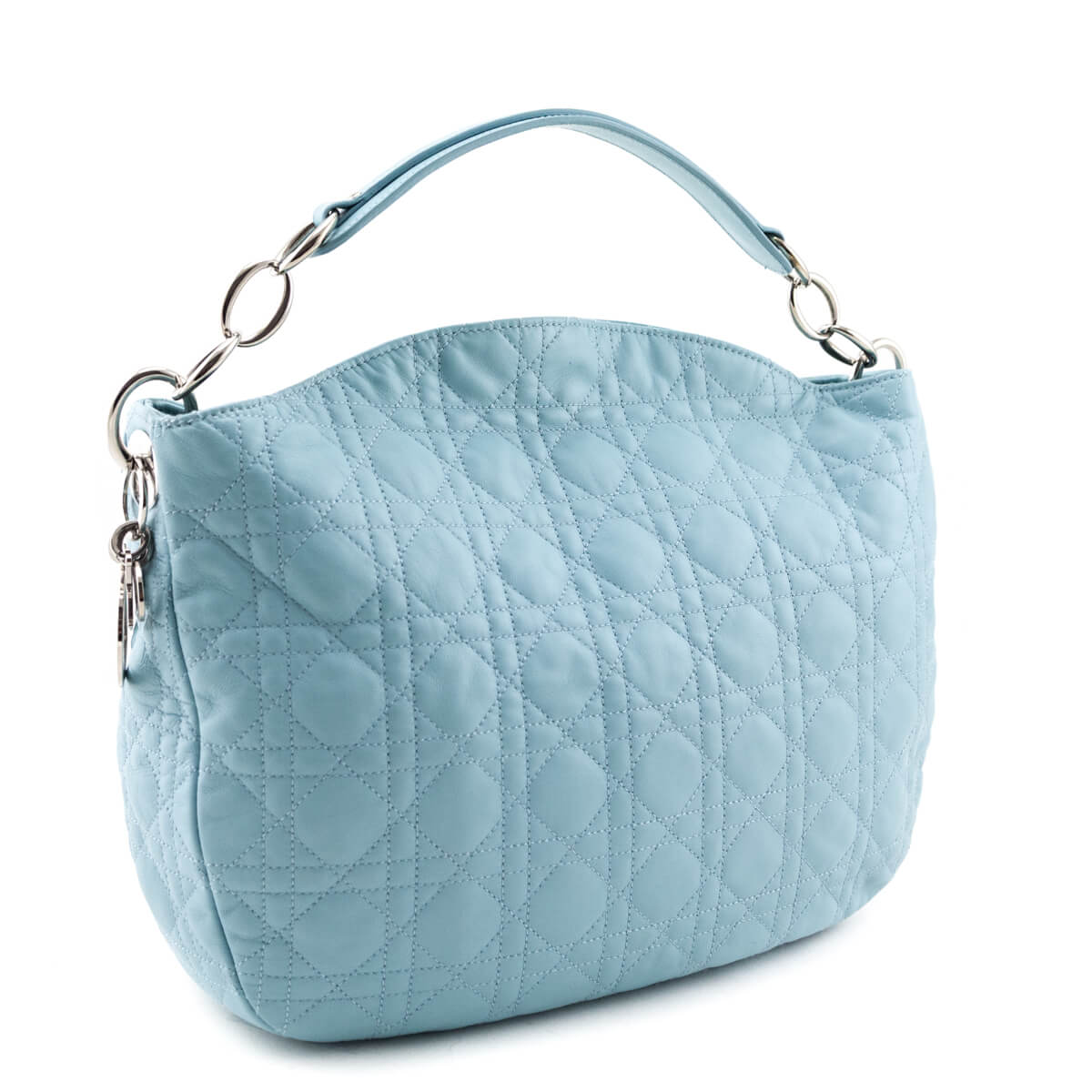 Dior Light Blue Lambskin Cannage Medium Dior Soft Hobo Rovelle Bags