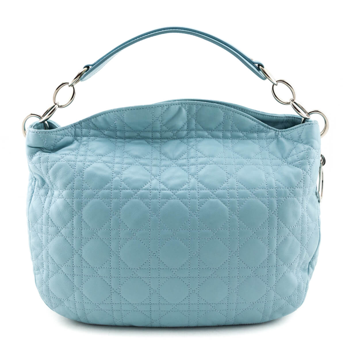 Dior Light Blue Lambskin Cannage Medium Dior Soft Hobo Rovelle Bags