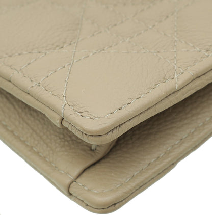 Christian Dior Sand Caro Zipped Pouch With Chain Rovelle Bags