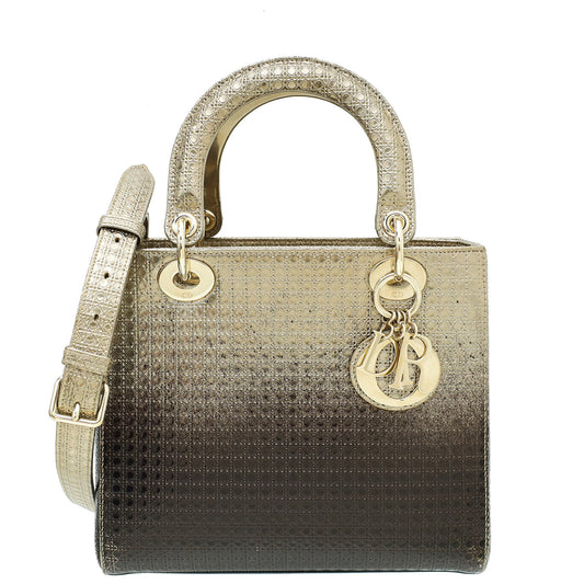Christian Dior Ombre Champaign Lady Dior Micro Cannage Medium Bag Rovelle Bags