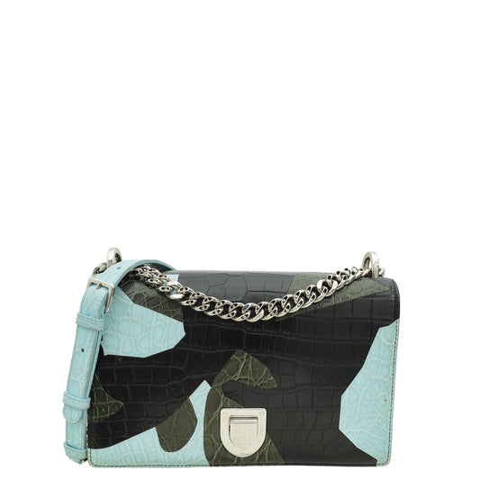 Christian Dior Black Multicolor Diorama Crocodile Patchwork Medium Bag Rovelle Bags