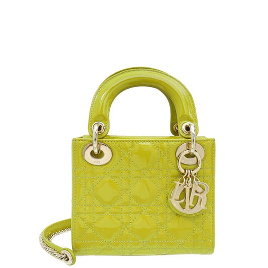 Christian Dior Lime Yellow Lady Dior Mini Bag Rovelle Bags
