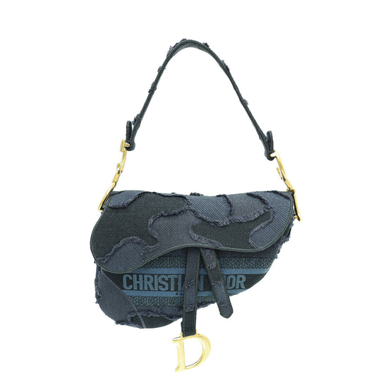 Christian Dior Blue Embroidered Camouflage Saddle Bag Rovelle Bags