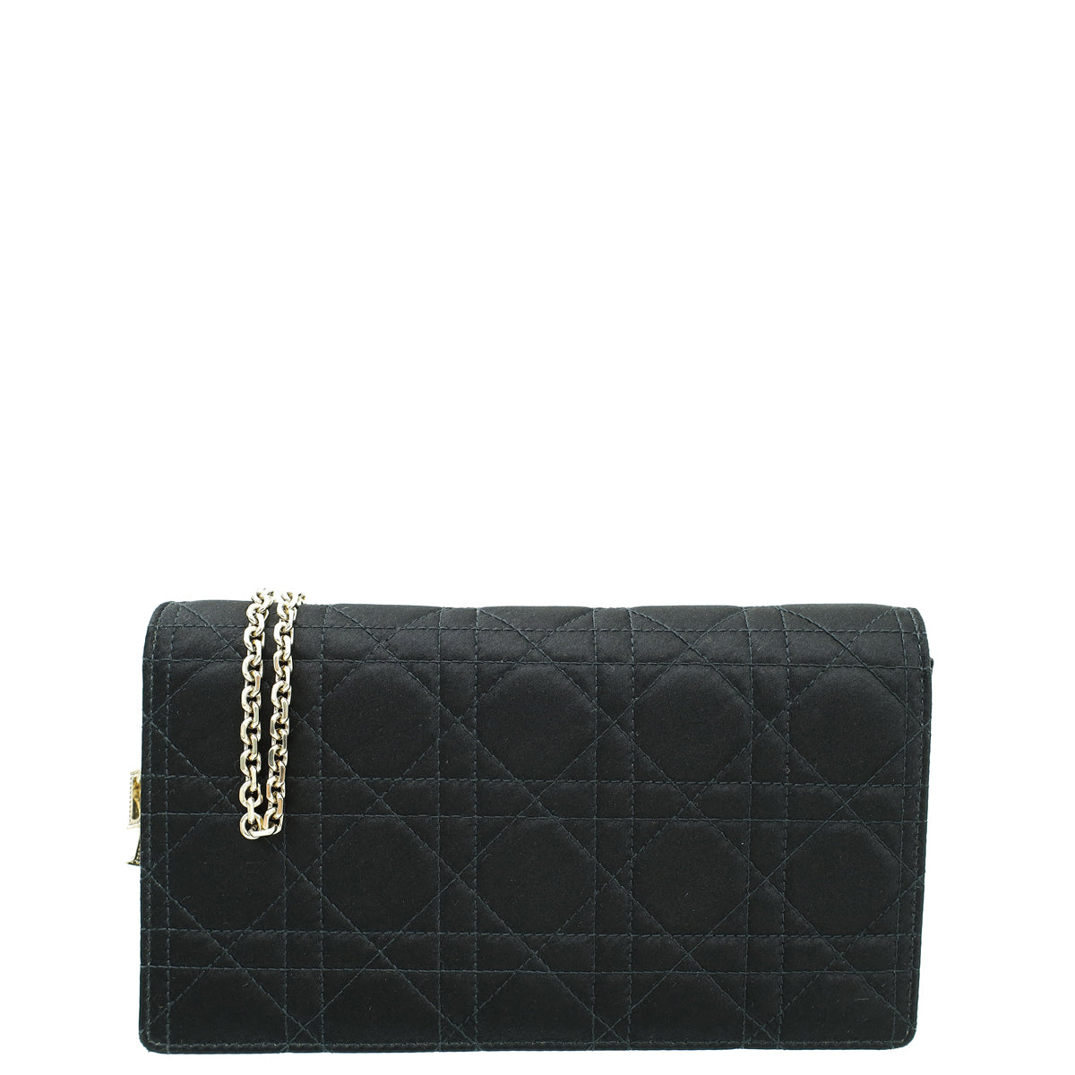 Christian Dior Black Satin Lady Dior Convertible Chain Clutch Rovelle Bags