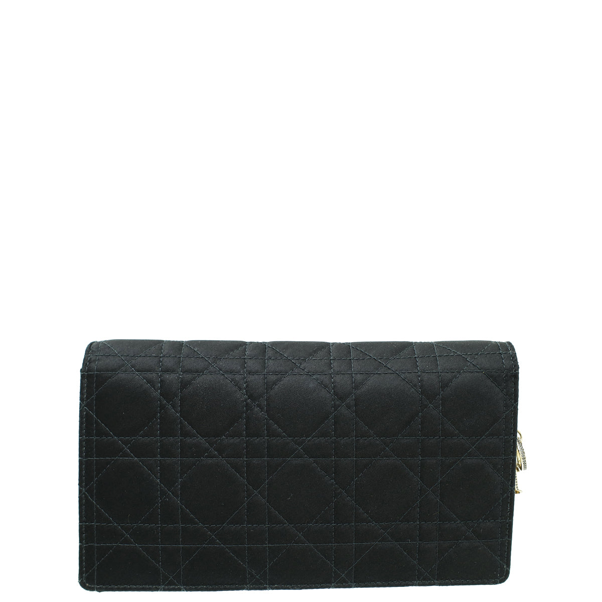 Christian Dior Black Satin Lady Dior Convertible Chain Clutch Rovelle Bags