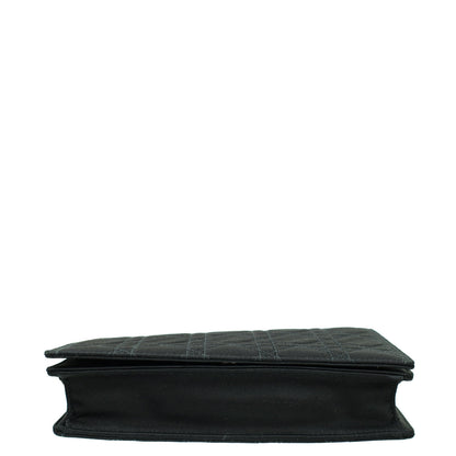 Christian Dior Black Satin Lady Dior Convertible Chain Clutch Rovelle Bags