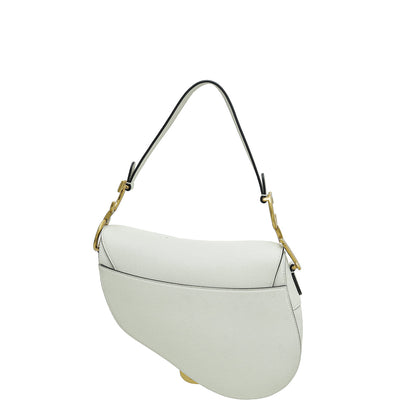 Christian Dior White Saddle Bag Medium Rovelle Bags