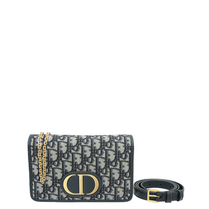 Christian Dior Navy Blue 30 Montaigne Oblique 2 Way Chain Pouch Rovelle Bags