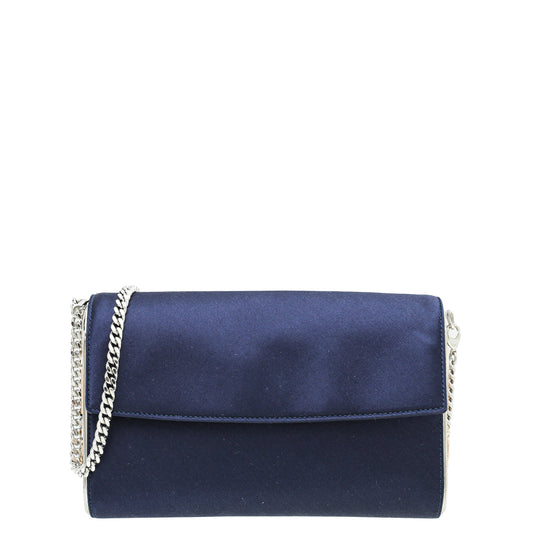 Christian Dior Blue Satin Cd Logo Box Clutch Rovelle Bags