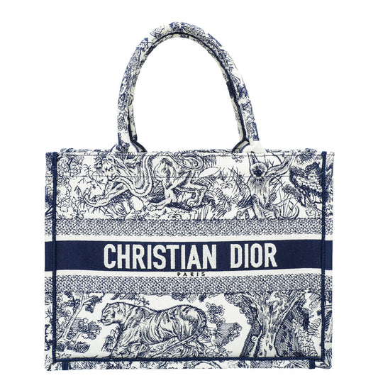 Christian Dior Bicolor Toile De Jouy Embroidery Book Tote Medium Bag Rovelle Bags