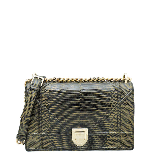 Christian Dior Bicolor Lizard Diorama Medium Bag Rovelle Bags