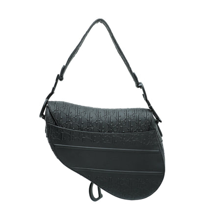 Christian Dior Black Oblique Embossed Saddle Medium Bag Rovelle Bags