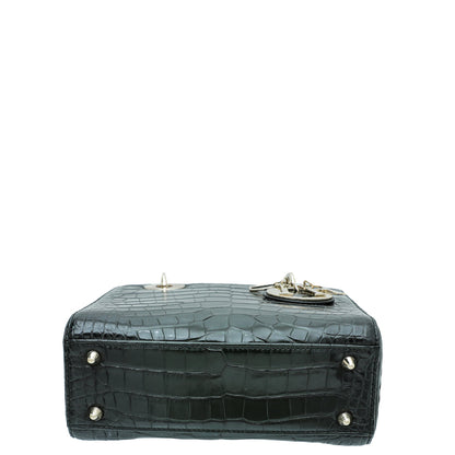 Christian Dior Black Forest Green Lady Dior Alligator Medium Bag Rovelle Bags