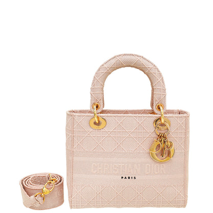 Christian Dior Rosewood Lady D-Lite Cannage Embroidery Medium Bag Rovelle Bags