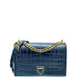 Christian Dior Saphire Blue Shiny Alligator Diorama Flap Medium Bag Rovelle Bags