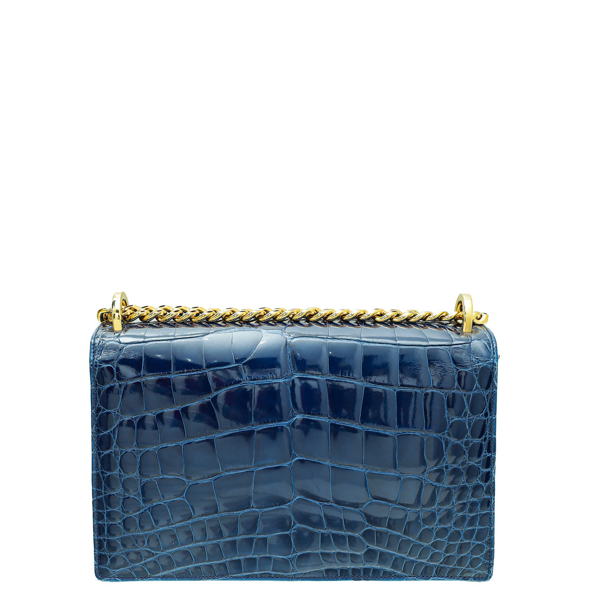 Christian Dior Saphire Blue Shiny Alligator Diorama Flap Medium Bag Rovelle Bags