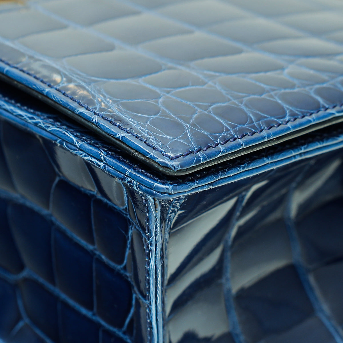Christian Dior Saphire Blue Shiny Alligator Diorama Flap Medium Bag Rovelle Bags