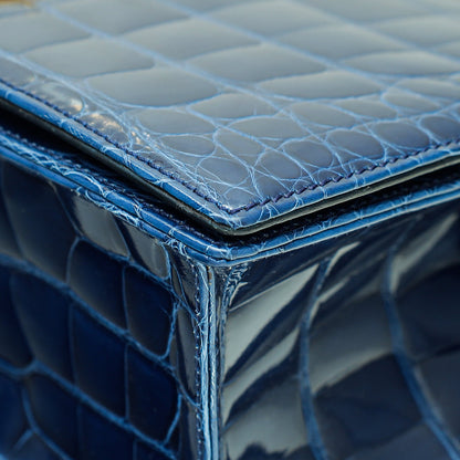 Christian Dior Saphire Blue Shiny Alligator Diorama Flap Medium Bag Rovelle Bags