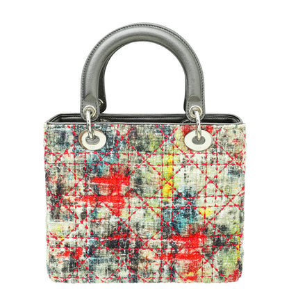 Christian Dior Multicolor Tweed Wool Lady Dior Medium Bag Rovelle Bags