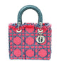 Christian Dior Bicolor Tweed Fringe Crocodile Handle Lady Dior Medium Bag Rovelle Bags