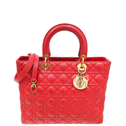 Christian Dior Red Lady Dior Large Bag Rovelle Bags
