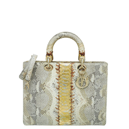 Christian Dior Bicolor Python Lady Dior Large Bag Rovelle Bags