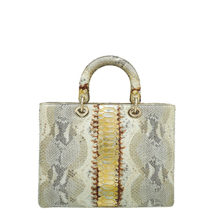 Christian Dior Bicolor Python Lady Dior Large Bag Rovelle Bags