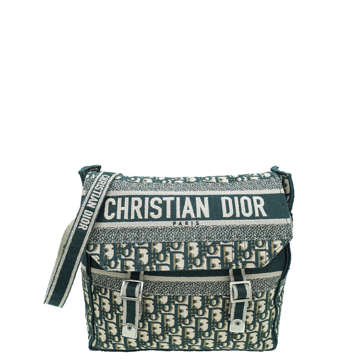Christian Dior Vert Green Oblique Diorcamp Jacquard Messenger Bag Rovelle Bags