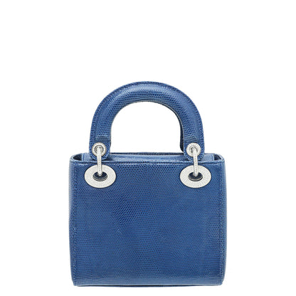 Christian Dior Blue Lizard Lady Dior Mini Swarovski Crystal Strap Bag Rovelle Bags