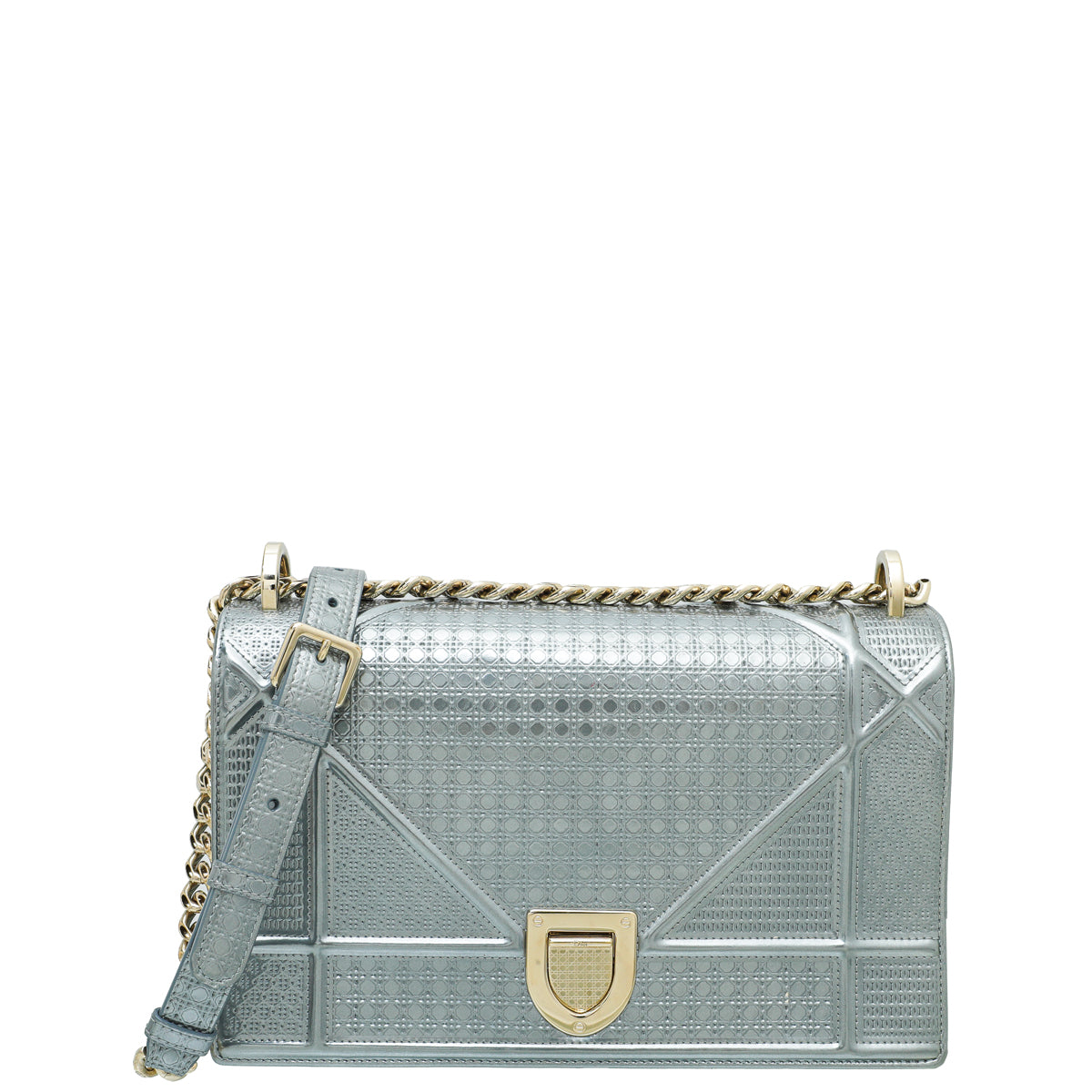 Christian Dior Silver Diorama Micro Cannage Medium Bag Rovelle Bags