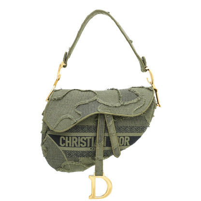 Christian Dior Khaki Saddle Camouflage Embroidered Medium Bag Rovelle Bags