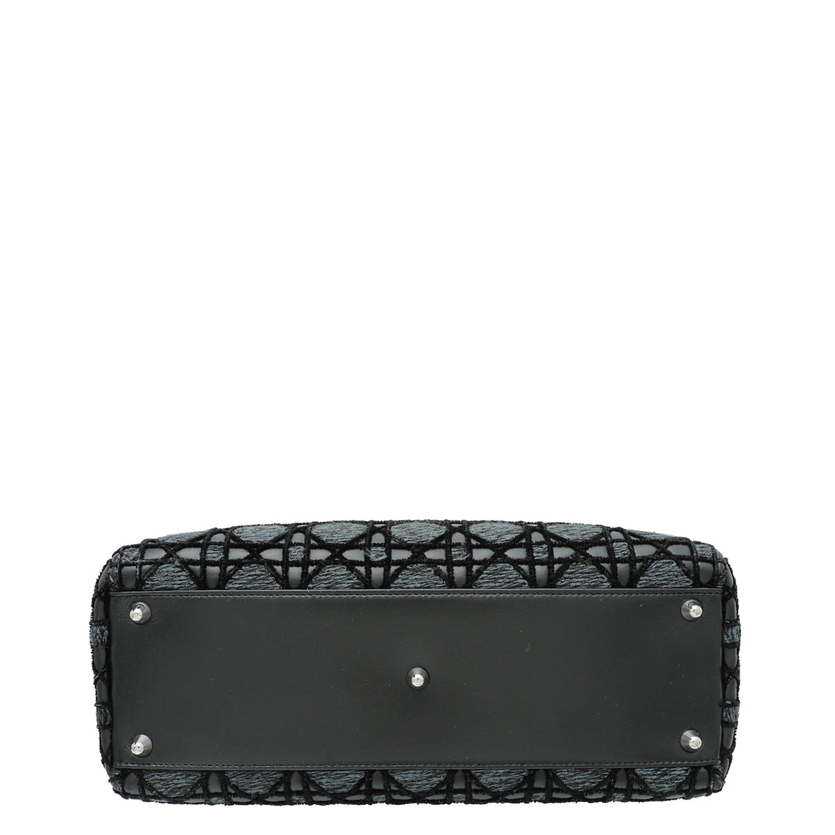 Christian Dior Black Tweed Velvet Whipstitch Lady Dior Large Bag Rovelle Bags