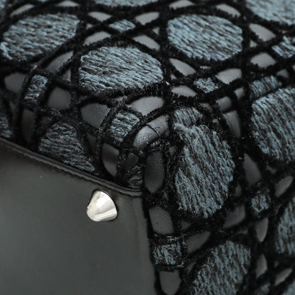 Christian Dior Black Tweed Velvet Whipstitch Lady Dior Large Bag Rovelle Bags