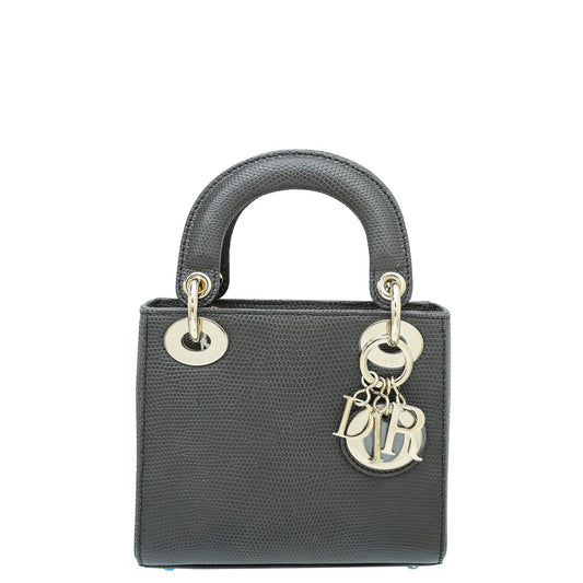 Christian Dior Smoky Gray Lizard Lady Dior Mini Bag Rovelle Bags