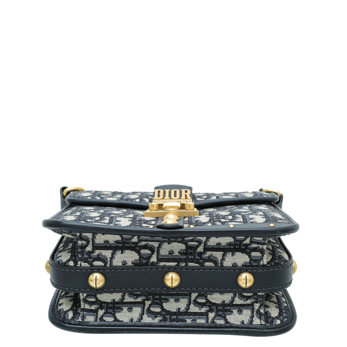 Christian Dior Blue Oblique Studded Square Dioraddict Flap Bag Rovelle Bags