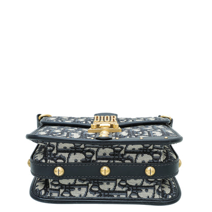 Christian Dior Blue Oblique Studded Square Dioraddict Flap Bag Rovelle Bags