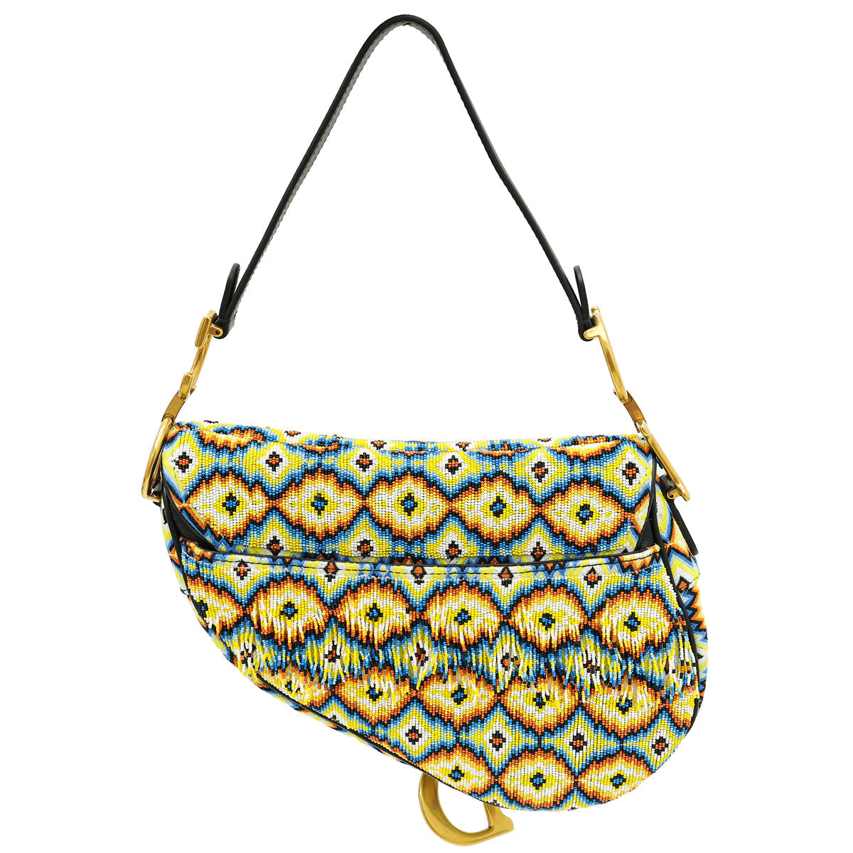 Christian Dior Multicolor Saddle All-Over Embroidered With Beads And Fringes Medium Bag Rovelle Bags