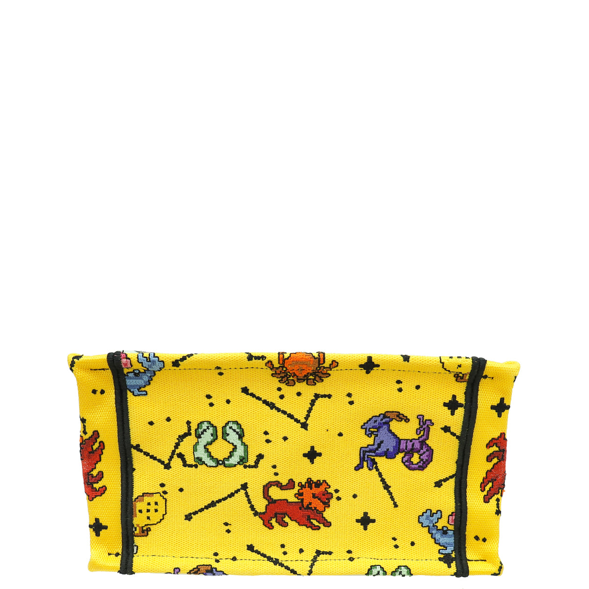 Christian Dior Yellow Multicolor Pixel Zodiac Embroidered Book Tote Small Bag Rovelle Bags