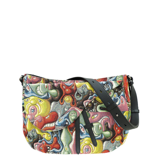 Christian Dior Multicolor X Kenny Scharf Jacquard Printed Soft Saddle Bag Rovelle Bags