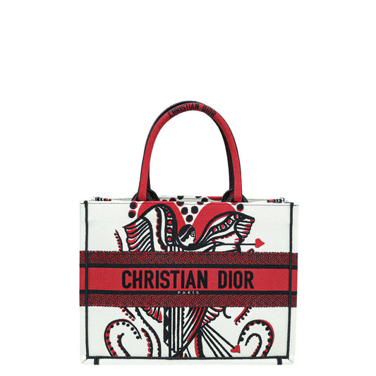 Christian Dior Bicolor Book Tote Cupidon Embroidered Medium Bag Rovelle Bags