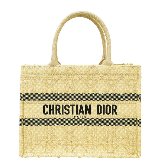 Christian Dior Bicolor Cannage Raffia Book Tote Medium Bag Rovelle Bags
