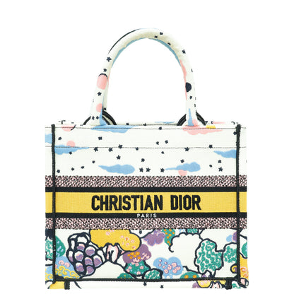 Christian Dior White Multicolor Latte Ciel De Rêve Embroidery Motif Book Tote Small Bag Rovelle Bags