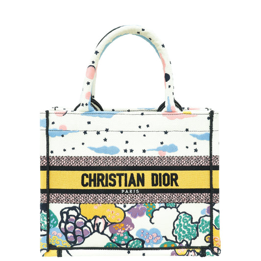 Christian Dior White Multicolor Latte Ciel De Rêve Embroidery Motif Book Tote Small Bag Rovelle Bags