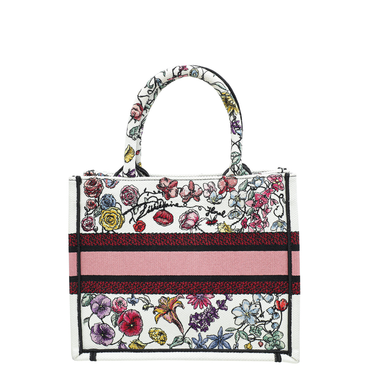 Christian Dior White Multicolor Book Tote Florilegio Embroidery Small Bag Rovelle Bags