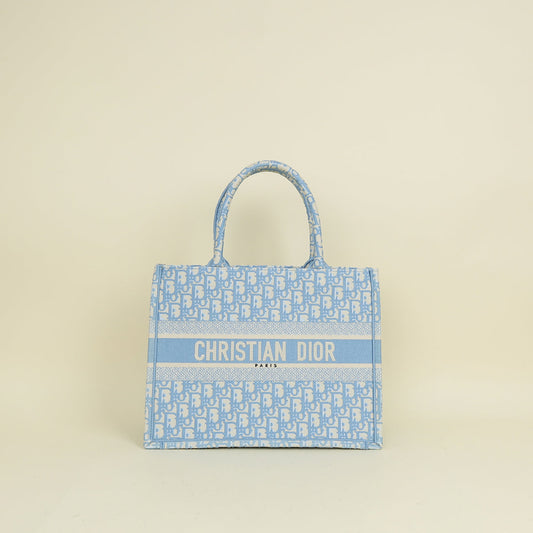 Christian Dior Light Blue Oblique Book Medium Tote Bag Rovelle Bags