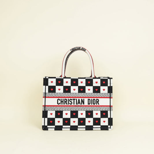 Christian Dior Tricolor Dioramour D-Chess Heart Book Medium Tote Bag Rovelle Bags