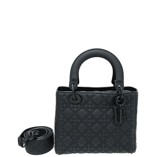 Christian Dior So Black Supple Lady Dior Studded Medium Bag Rovelle Bags