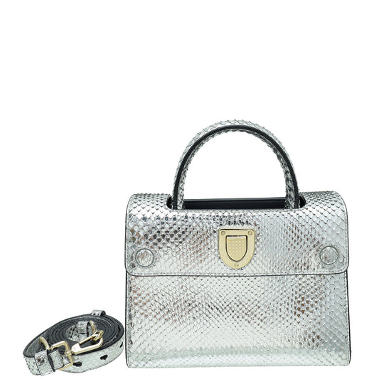 Christian Dior Metallic Silver Python Diorever Mini Bag Rovelle Bags