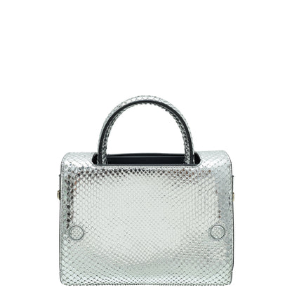 Christian Dior Metallic Silver Python Diorever Mini Bag Rovelle Bags