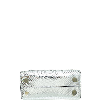 Christian Dior Metallic Silver Python Diorever Mini Bag Rovelle Bags